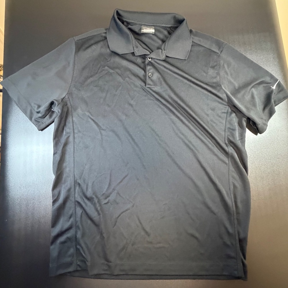Nike Golf Dri-FIT Polo Shirt Mens XL Black Short Sleeve Performance Swoosh K14